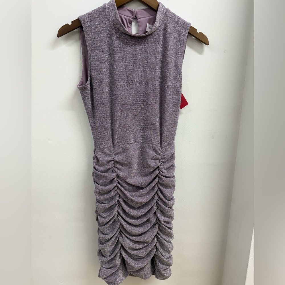 NWT Chic Sleeveless Ruched Dress in Lavender